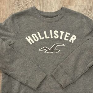 Hollister Logo Sweatshirt Womens Medium Grey Y2K Soft Crewneck Pullover Sweater